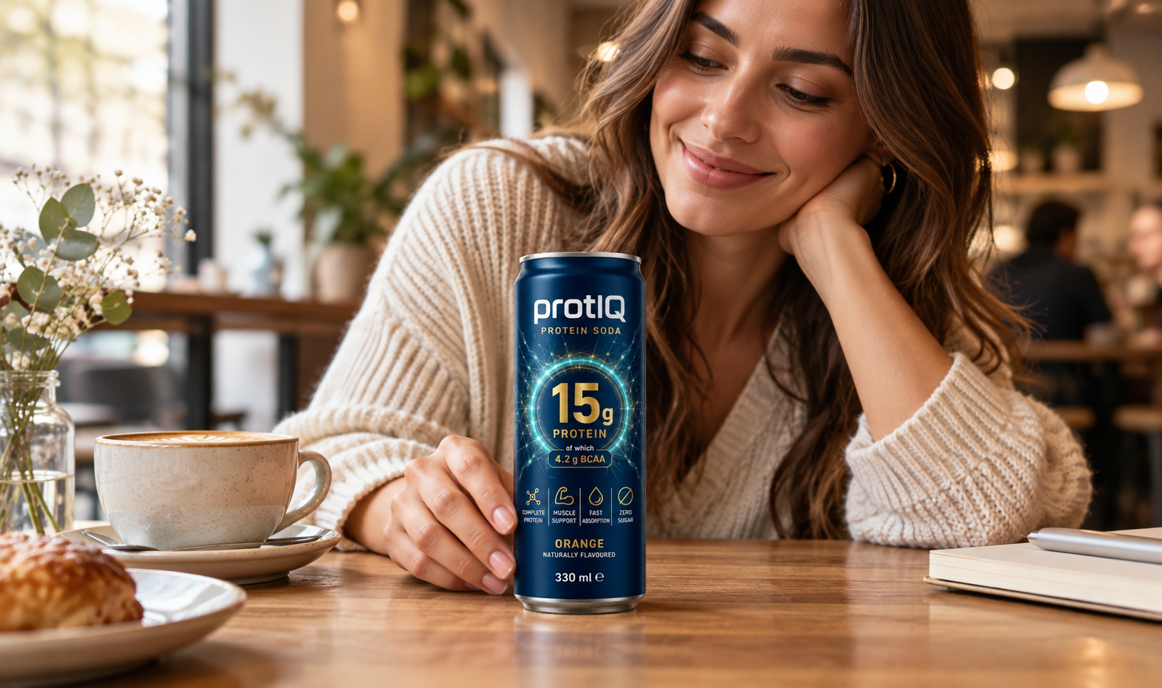 protIQ Protein Soda served as a café refreshment